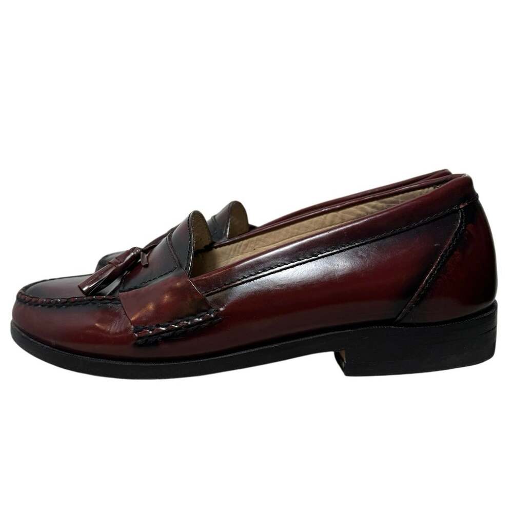 Vtg 2007 Bass Harrison 10 Oxblood Leather Tassel Loafers Y2K Preppy Old Money